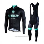 2020 Maillot Cyclisme Bianchi Noir Vert Manches Longues et Cuissard