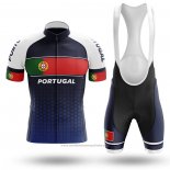 2020 Maillot Cyclisme Champion Portugal Bleu Vert Rouge Manches Courtes et Cuissard