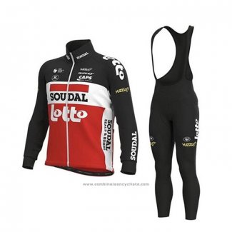 2020 Maillot Cyclisme Lotto Soudal Noir Blanc Rouge Manches Longues et Cuissard