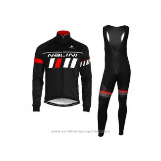 2020 Maillot Cyclisme Nalini Noir Blanc Rouge Manches Longues et Cuissard