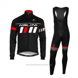 2020 Maillot Cyclisme Nalini Noir Rouge Blanc Manches Longues et Cuissard