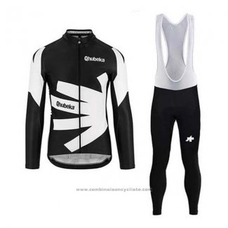 2020 Maillot Cyclisme Qhubeka Noir Blanc Manches Longues et Cuissard