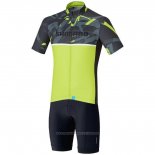 2020 Maillot Cyclisme Shimano Jaune Manches Courtes et Cuissard