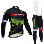 2020 Maillot Cyclisme Sram Noir Vert Manches Longues et Cuissard