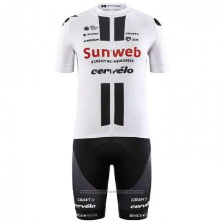 2020 Maillot Cyclisme Sunweb Blanc Manches Courtes et Cuissard