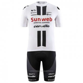 2020 Maillot Cyclisme Sunweb Blanc Manches Courtes et Cuissard