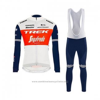 2020 Maillot Cyclisme Trek Segafredo Blanc Rouge Noir Manches Longues et Cuissard