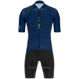 2020 Maillot Cyclisme UCI Profond Bleu Manches Courtes et Cuissard