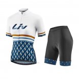 2021 Maillot Cyclisme Femme Liv Blanc Bleu Manches Courtes et Cuissard