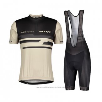 2021 Maillot Cyclisme Scott Lumiere Marron Manches Courtes et Cuissard