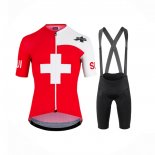 2022 Maillot Cyclisme Assos Blanc et Rouge Manches Courtes et Cuissard