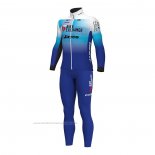 2022 Maillot Cyclisme Bike Exchange Bleu Blanc Manches Longues et Cuissard