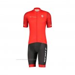 2022 Maillot Cyclisme Scott Rouge Manches Courtes et Cuissard