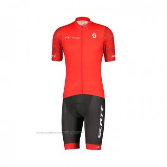 2022 Maillot Cyclisme Scott Rouge Manches Courtes et Cuissard