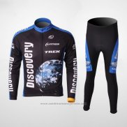 2007 Maillot Cyclisme Trek Noir et Bleu Manches Longues et Cuissard Pantaloni