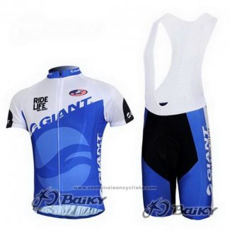 2011 Maillot Cyclisme Giant Bleu et Blanc Manches Courtes et Cuissard