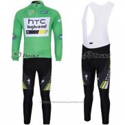 2011 Maillot Cyclisme HTC Highroad Vert et Blanc Manches Longues et Cuissard