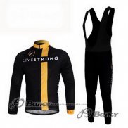 2011 Maillot Cyclisme Livestrong Noir et Jaune Manches Longues et Cuissard