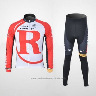 2011 Maillot Cyclisme Radioshack Blanc et Rouge Manches Longues et Cuissard