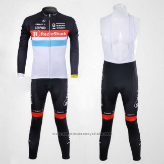 2012 Maillot Cyclisme Radioshack Noir et Blanc Manches Longues et Cuissard