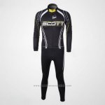 2012 Maillot Cyclisme Scott Noir et Blanc Manches Longues et Cuissard