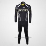 2012 Maillot Cyclisme Scott Noir et Blanc Manches Longues et Cuissard