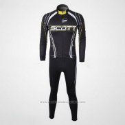 2012 Maillot Cyclisme Scott Noir et Blanc Manches Longues et Cuissard