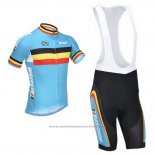 2013 Maillot Cyclisme Belgique Bleu Clair et Noir Manches Courtes et Cuissard