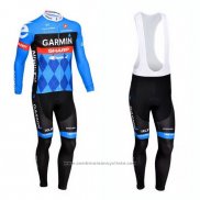 2013 Maillot Cyclisme Garmin Sharp Bleu Manches Longues et Cuissard