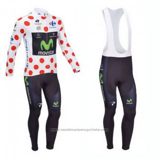 2013 Maillot Cyclisme Movistar Lider Blanc et Rouge Manches Longues et Cuissard