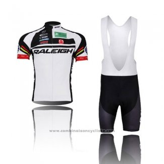 2013 Maillot Cyclisme Raleigh Noir et Blanc Manches Courtes et Cuissard