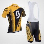 2013 Maillot Cyclisme Scott Jaune et Noir Manches Courtes et Cuissard