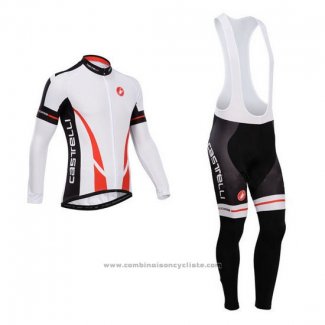 2014 Maillot Cyclisme Castelli Blanc et Noir Manches Longues et Cuissard