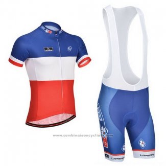 2014 Maillot Cyclisme FDJ Bleu Champion France Manches Courtes et Cuissard