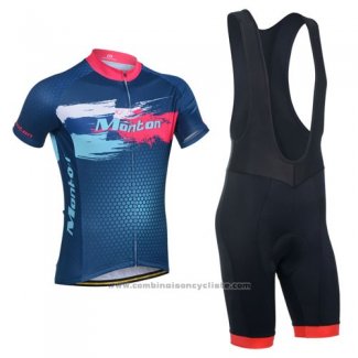 2014 Maillot Cyclisme Monton Rouge et Bleu Manches Courtes et Cuissard