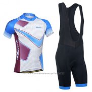 2014 Maillot Cyclisme Monton Violet et Bleu Manches Courtes et Cuissard