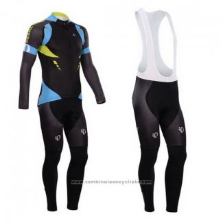 2014 Maillot Cyclisme Pearl Izumi Noir et Azur Manches Longues et Cuissard