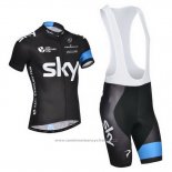 2014 Maillot Cyclisme Sky Noir et Blanc Manches Courtes et Cuissard