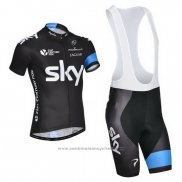 2014 Maillot Cyclisme Sky Noir et Blanc Manches Courtes et Cuissard