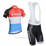 2014 Maillot Cyclisme Trek Factory Racing Orange et Blanc Manches Courtes et Cuissard