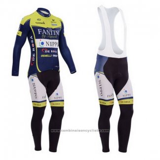 2014 Maillot Cyclisme Vini Fantini Vert et Bleu Manches Longues et Cuissard