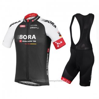 2016 Maillot Cyclisme Bora Noir et Rouge Manches Courtes et Cuissard