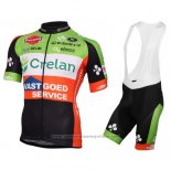 2016 Maillot Cyclisme Crelan AA Rouge et Vert Manches Courtes et Cuissard