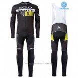 2016 Maillot Cyclisme Scott Jaune et Noir Manches Longues et Cuissard