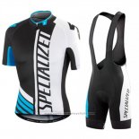 2016 Maillot Cyclisme Specialized Noir et Bleu Manches Courtes et Cuissard