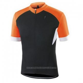 2016 Maillot Cyclisme Specialized Orange et Noir Manches Courtes et Cuissard