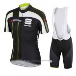 2016 Maillot Cyclisme Sportful Noir Vert Manches Courtes et Cuissard