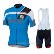 2016 Maillot Cyclisme Sportful Noir et Bleu Manches Courtes et Cuissard