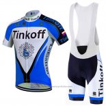 2016 Maillot Cyclisme Tinkoff Bleu et Noir Manches Courtes et Cuissard