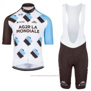 2017 Maillot Cyclisme Ag2r Marron et Blanc Manches Courtes et Cuissard